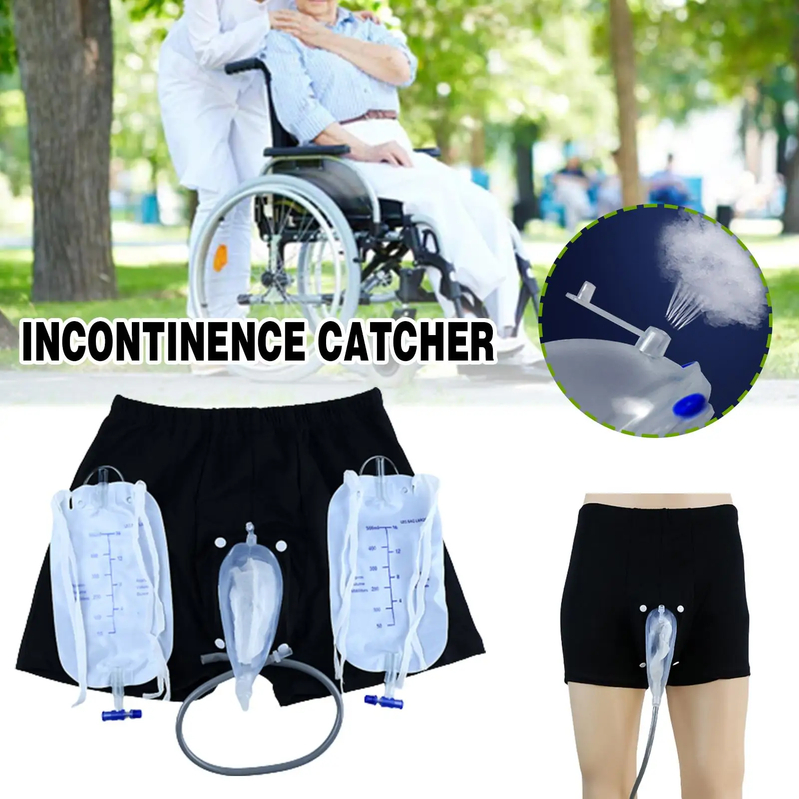 1set Reusable Urinary Receiver For Men Women Urine Collector Kit Panties Fixed Urine Catheter Urinary Bag For Urine Incontinence