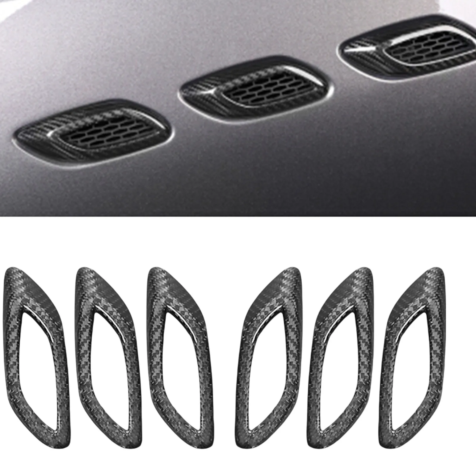 6PCS Real Carbon Fiber Exterior Side Fender Air Vent Outlet Cover Trim Frame Decorative For Maserati Levante 2016-2023 4-Door