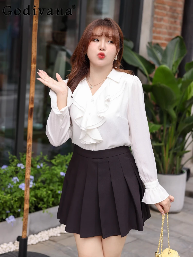 

Large Size Women's High Waist A-line Black Jk Korean Pleated Skirt Summer New Loose Versatile Fashion College Versatile Skirts