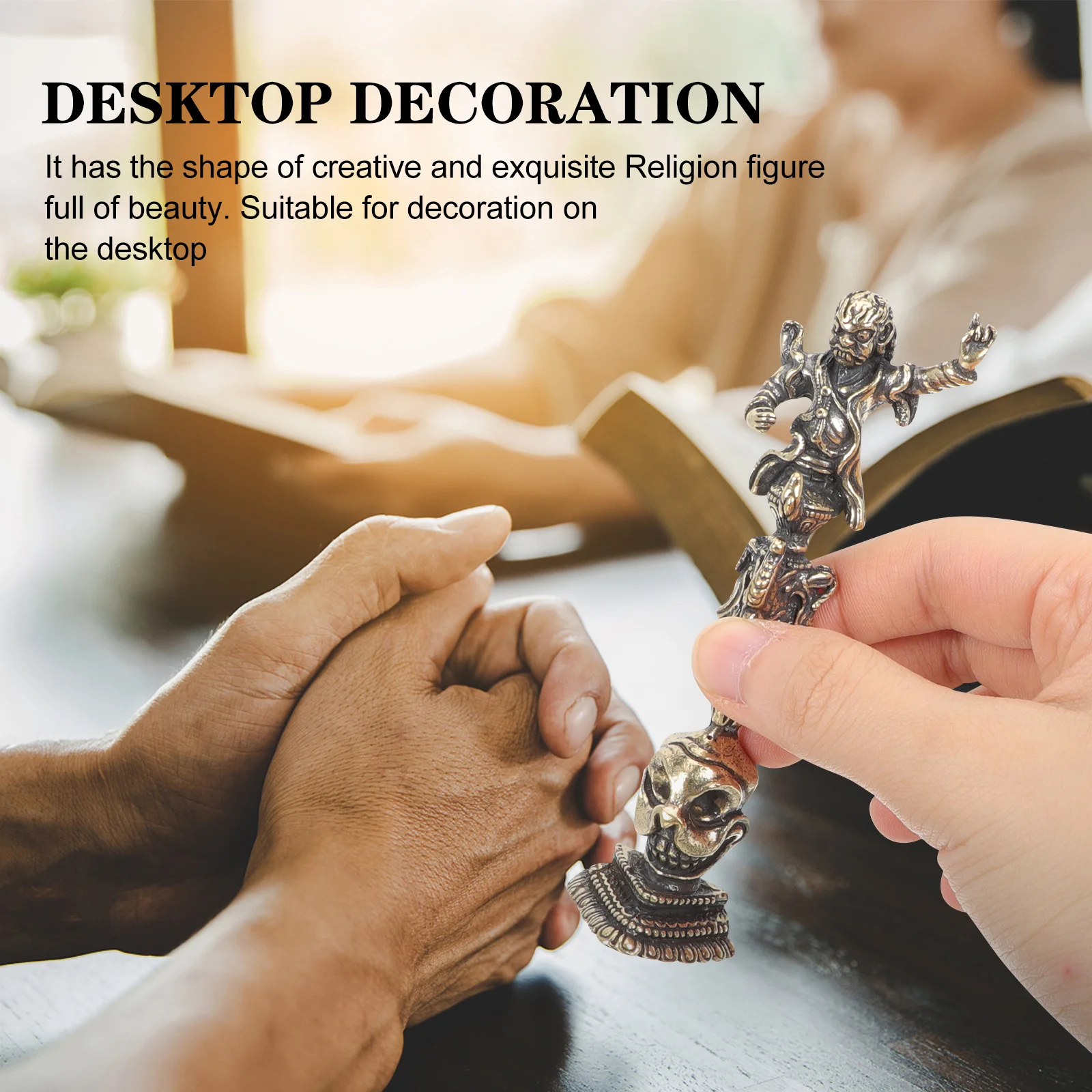 

Copper Vintage Religion Sculpture Desktop Ornament Exquisite Religious Statue Retro Spiritual Decoration