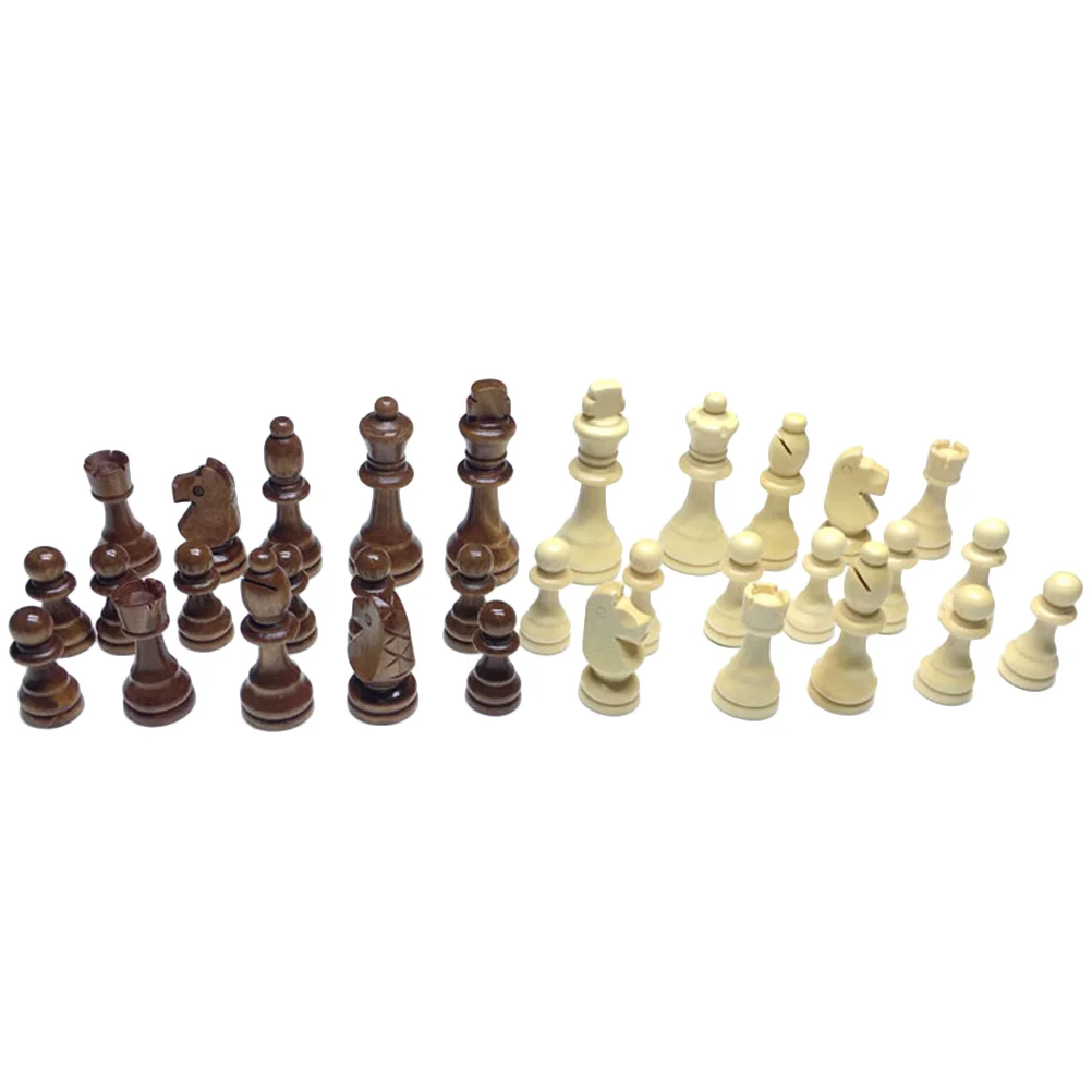 

32pcs International Chess Pieces Wooden Chess Pieces Chess Board Replacement Accessories (25 Inches)