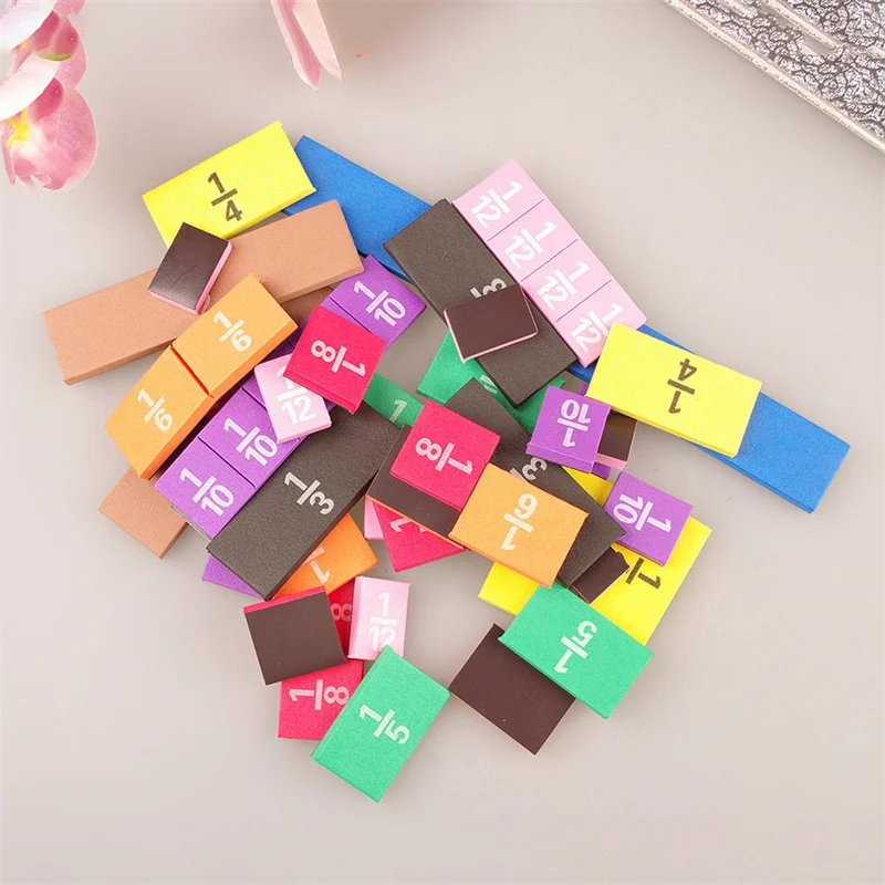 51Pcs EVA Round SquareShaped Fractions Circles Instrument Math Educational Toys Math Learning Tool Student Teaching Gifts