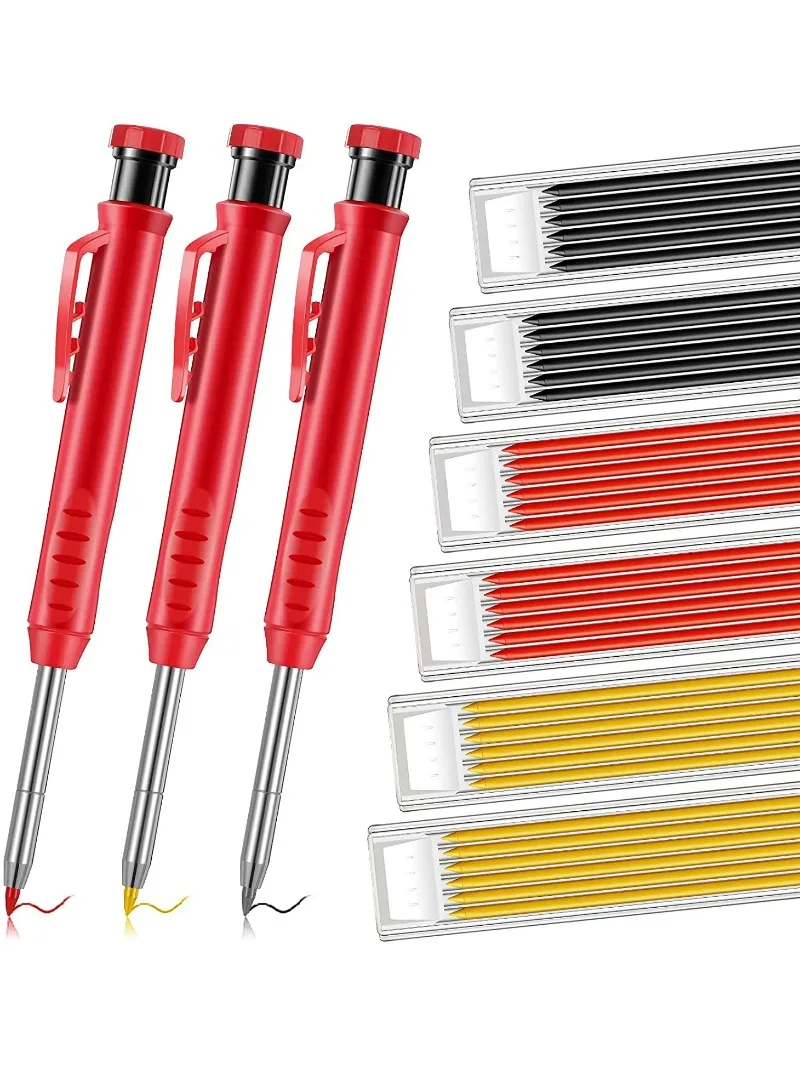 Solidny ołówek mechaniczny stolarski z temperówką do obróbki drewna Ołówek stolarski z długą główką Artykuły papiernicze — zdjęcie 2