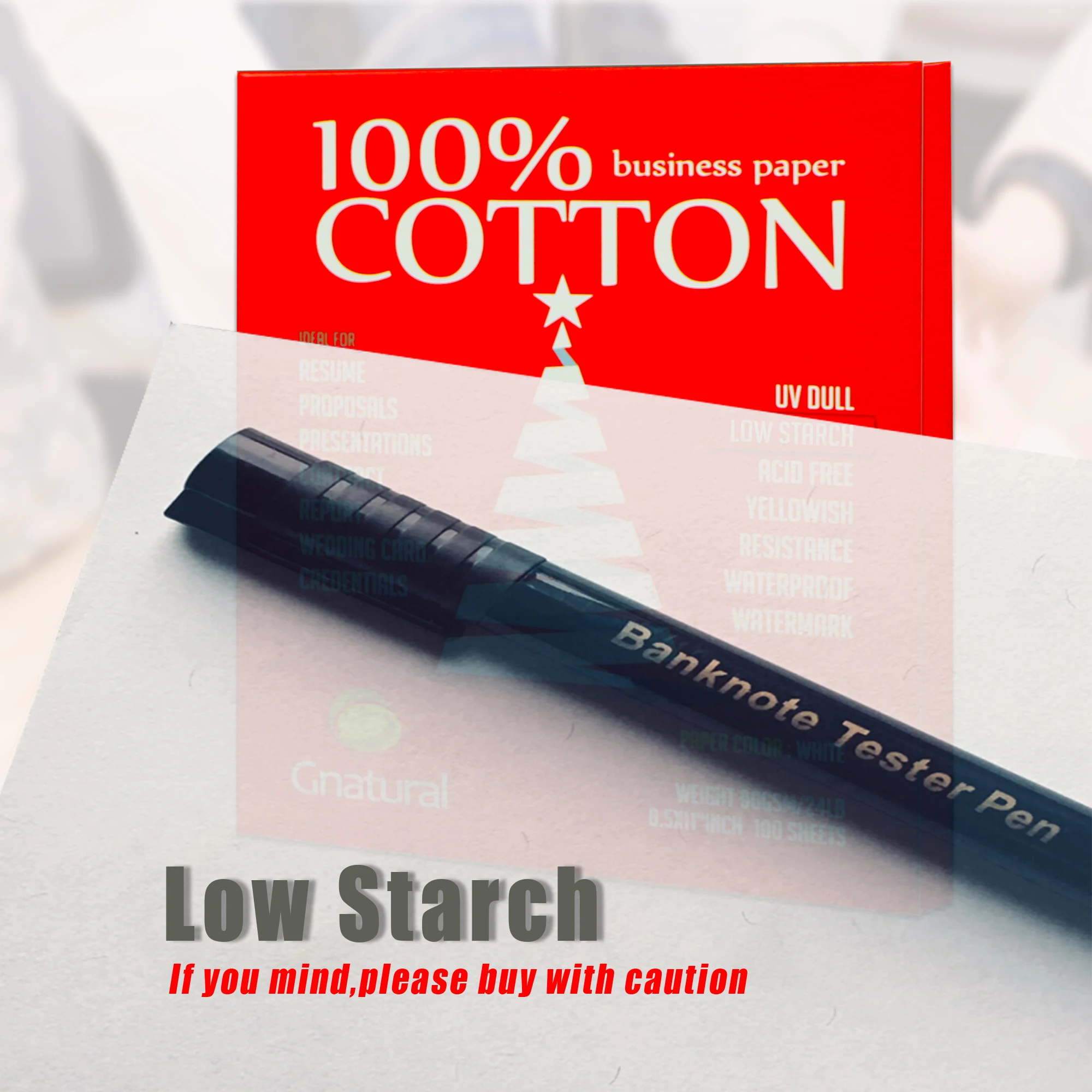 90gsm 100% cotton paper Lette size  white color watermark waterproof 500 sheets MCYT003