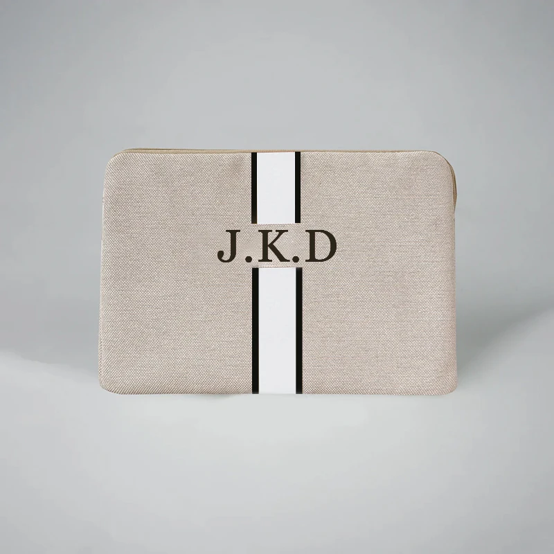 

Vertical Stripe Design With Customizable Letters Portable Travel Carrying Bag Laptop Case Protective Notebook Bag