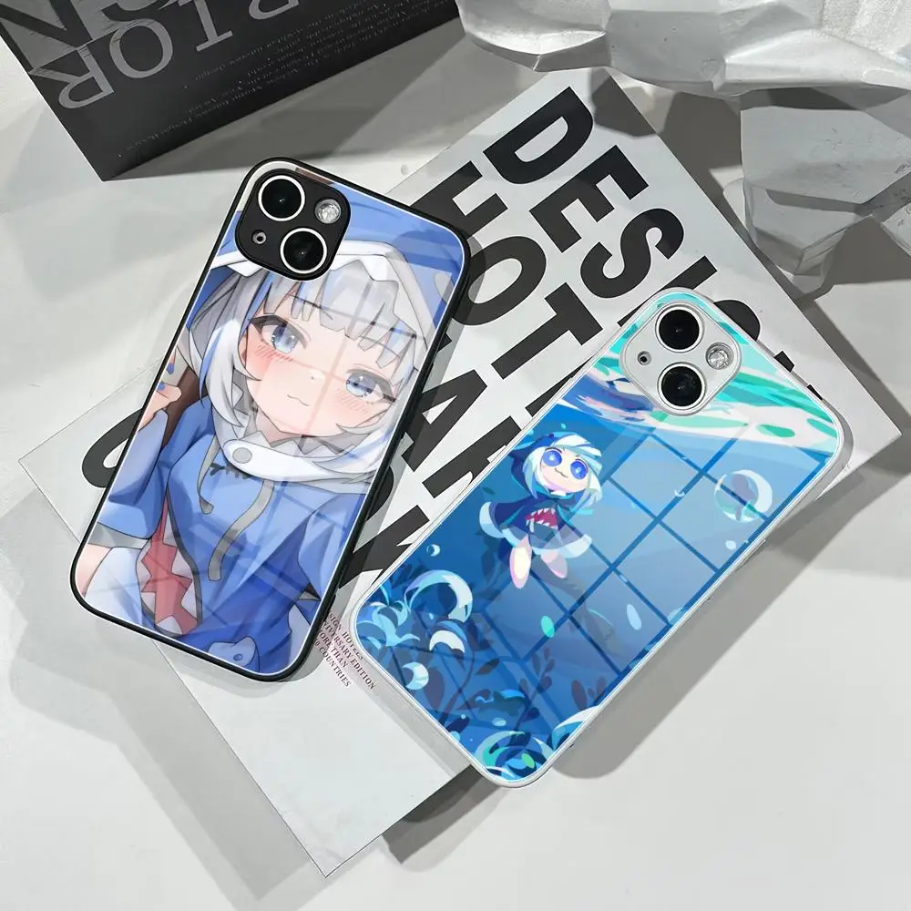 

hololive gawr gura Phone Case Tempered Glass For IPhone 16 15 Pro Max 14 13 12 Mini Plus Samsung S24 S23 Ultra phone case