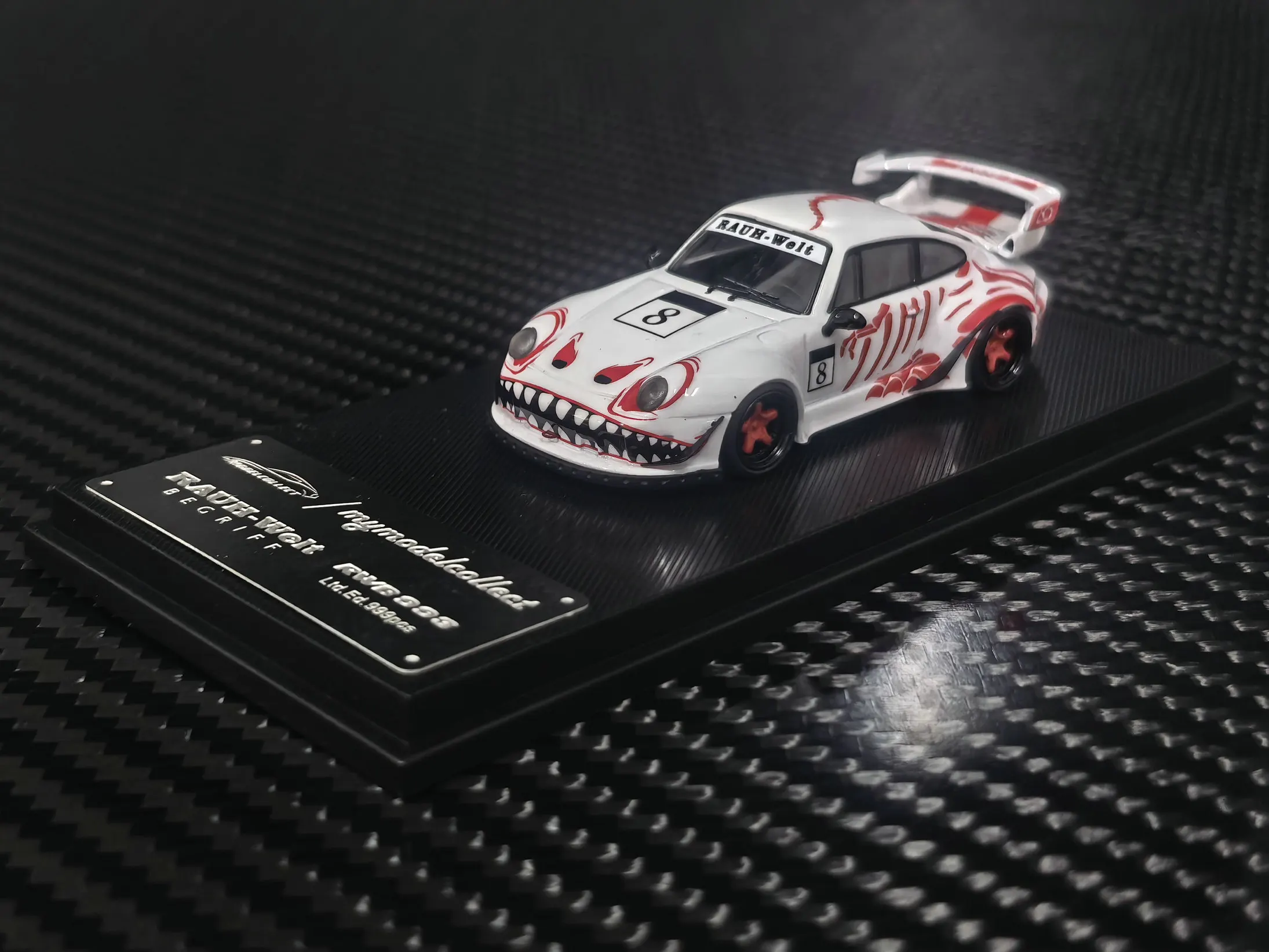 MC 1:64 Porsche RWB 993 High Wing #8 Diecast Model Car Collectible Gift