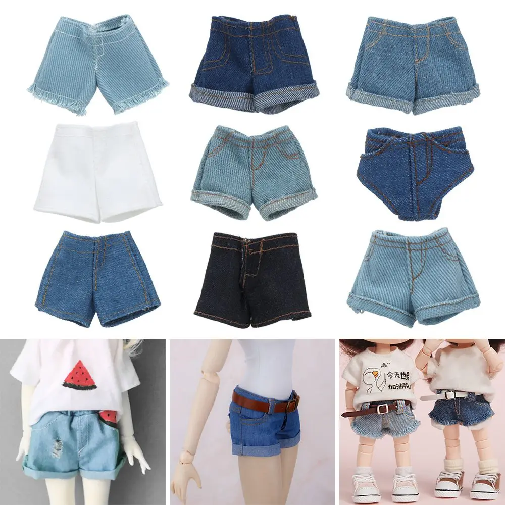 11.5 "Mode Bloemen Jeans Leren Broek Shorts Poppenkleertjes Voor Pop Broek Casual Draagt 1/6 BJD Poppen Accessoires Kinderen speelgoed