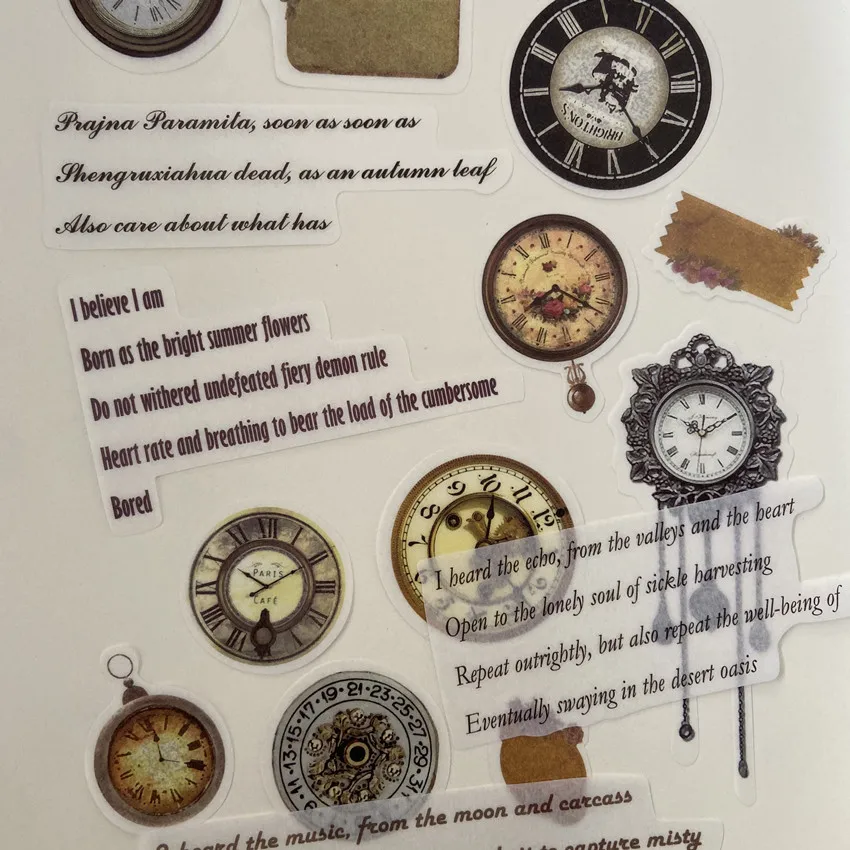 60pc/bag Vintage Time Letters Carriage Washi Decoration Sticker Paper Diy Handmade Diary Album Scrapbooking