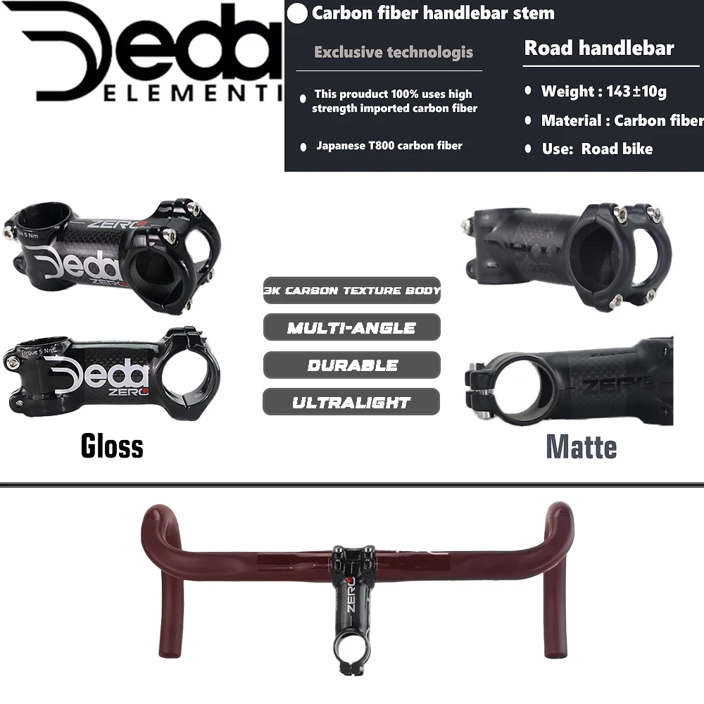 

Deda Zero 2 Bicycle Handlebar Stem Gloss White/Matte Black Alloy Road/MTB Bike 6/17 Degree 60-120mm Parts