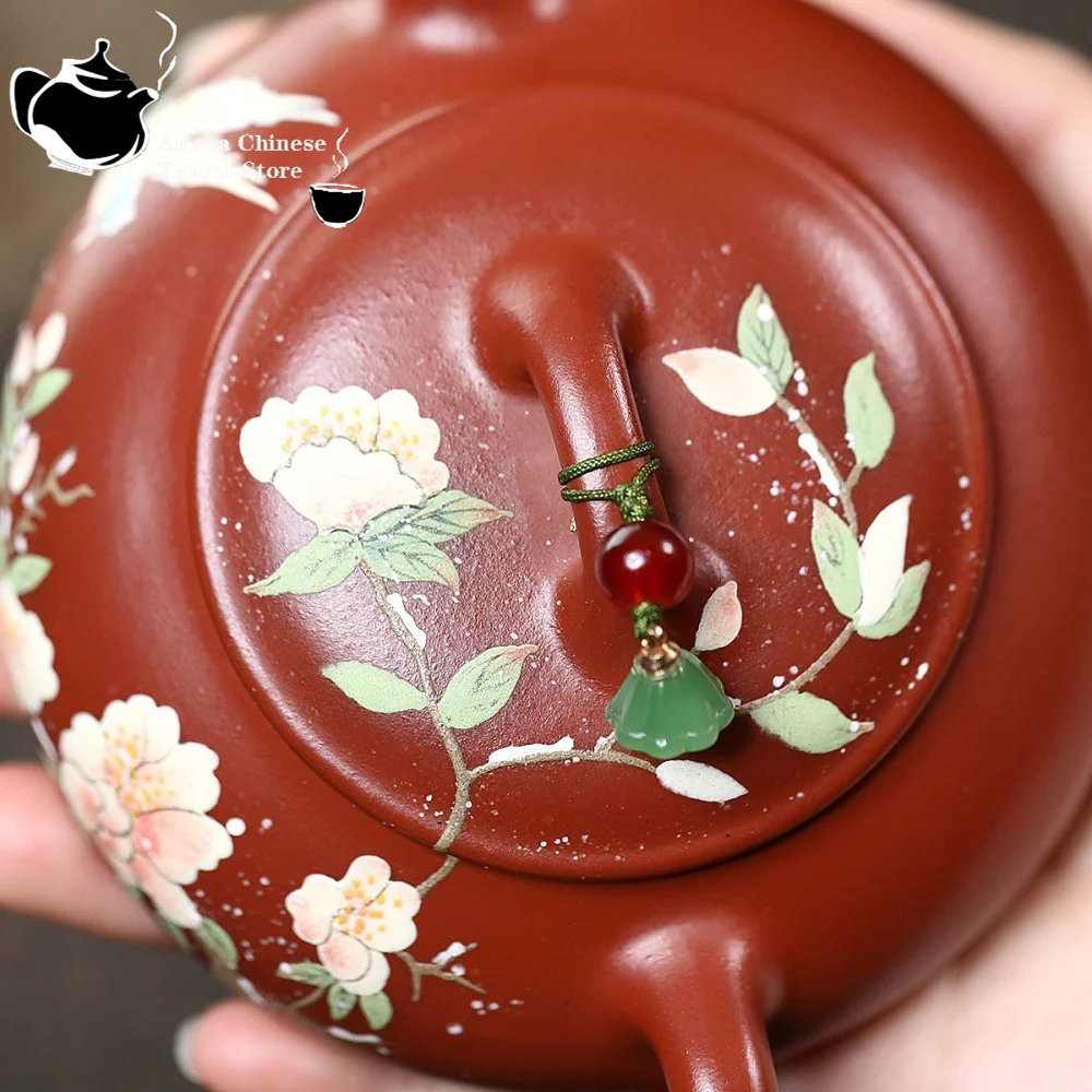 Yixing purple clay teapot, raw ore, big red robe, flowers and birds, dust-free Kung Fu tea set, Chinese teapot, health pot 5