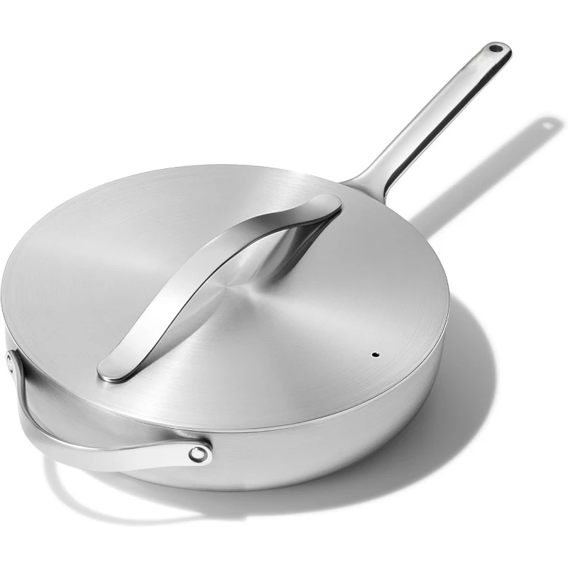 

Stainless Steel Sauté Pan (4.5 Qt) - 5-Ply Stainless Steel - Oven Safe & Stovetop Agnostic - Non Toxic, PTFE & PFOA Free