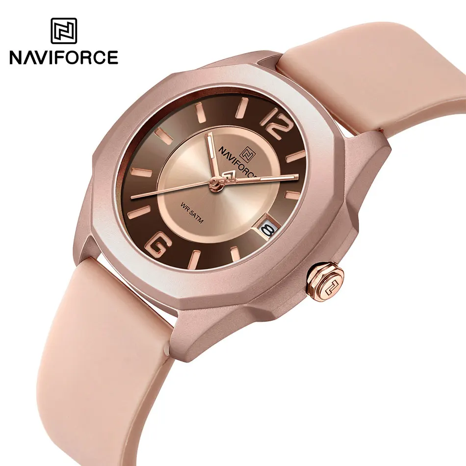 

NAVIFORCE Famous Brand Women Watch Big Dial Quartz Watch Silicone Strap Wristwatches Waterproof Clock Reloj Mujer Dropshipping