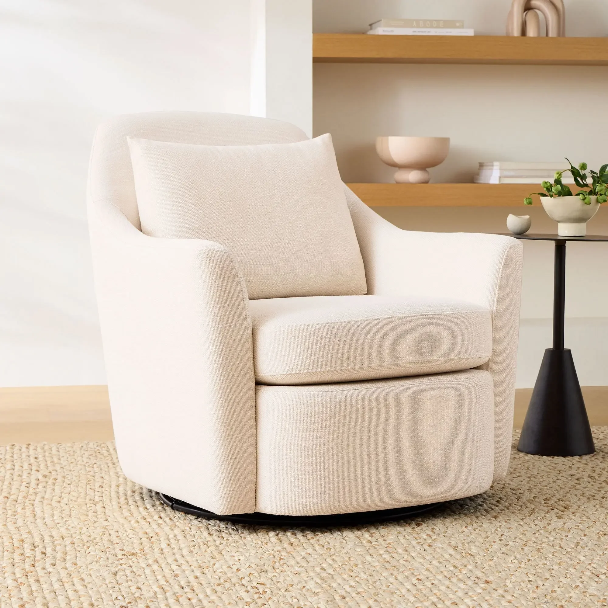 Hot Selling Modern White Fabric Lounge Chair Style Swivel Arm Living Room Single Sofa Chairs