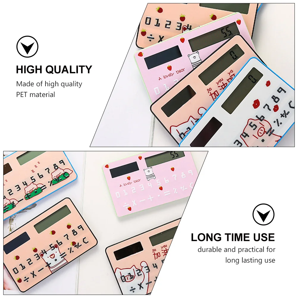 

2 Pcs Solar Calculator Thin PET Material Lightweight Portable Long Lasting Use Student Gift