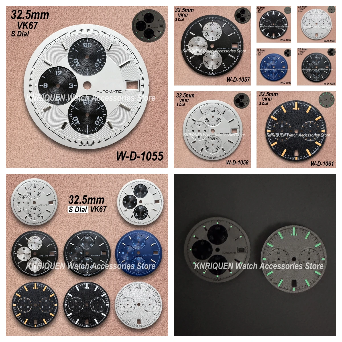

32.5mm S Logo Dial Suitable For VK67 Movement Green Luminous Speed High-Quality Watch Modification Accessories