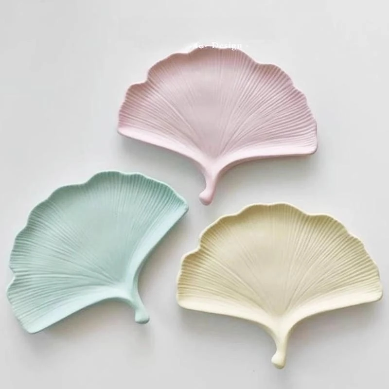 Leaf Gypsum Plate Concrete Storage Tray Silicone Mold Ginkgo Leaf DIY Jewelry Plaster Tray Epoxy Resin Mould