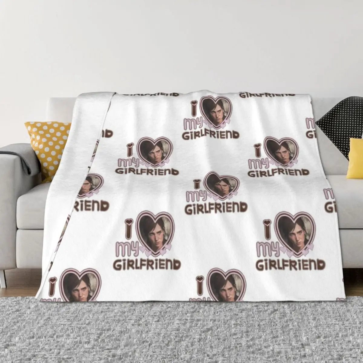Ellie Williams I Love Girlfriends Throw Blanket Flannel Fabric Thins Hair Soft Plush Plaid Blankets