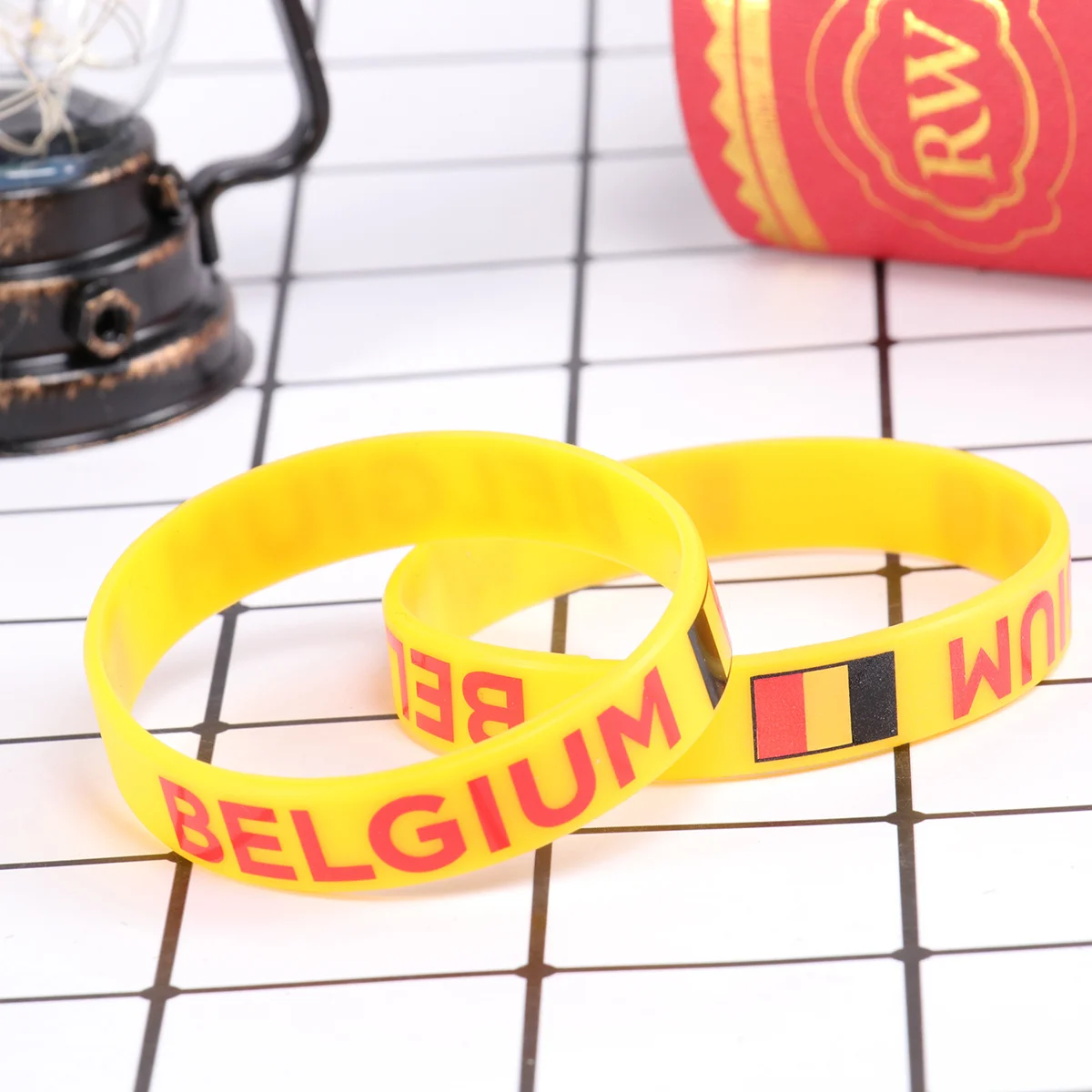 

10 pcs Silicone Wristband Flag Printed Belgium Design One Size Sports Football Match Accessory Country Decorative Bracelet Wrist