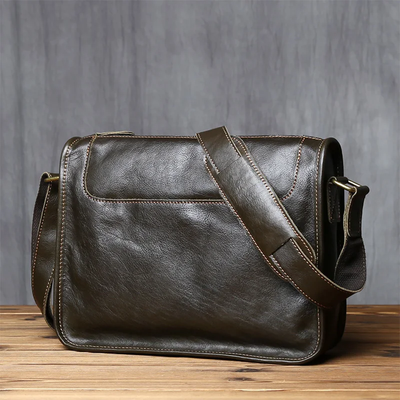 Nzpj Vintage Echt leder Herren Umhängetasche natürliche Rindsleder Umhängetasche lässig Herren Rucksack für 11 Zoll iPad – Detail 6