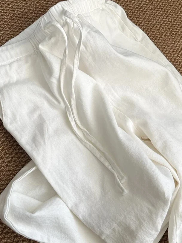 

Casual Cotton Linen Workwear Men's Loose Straight Leg Sun Protection Trousers Silk Linen Breathable Leisure Suit Pants