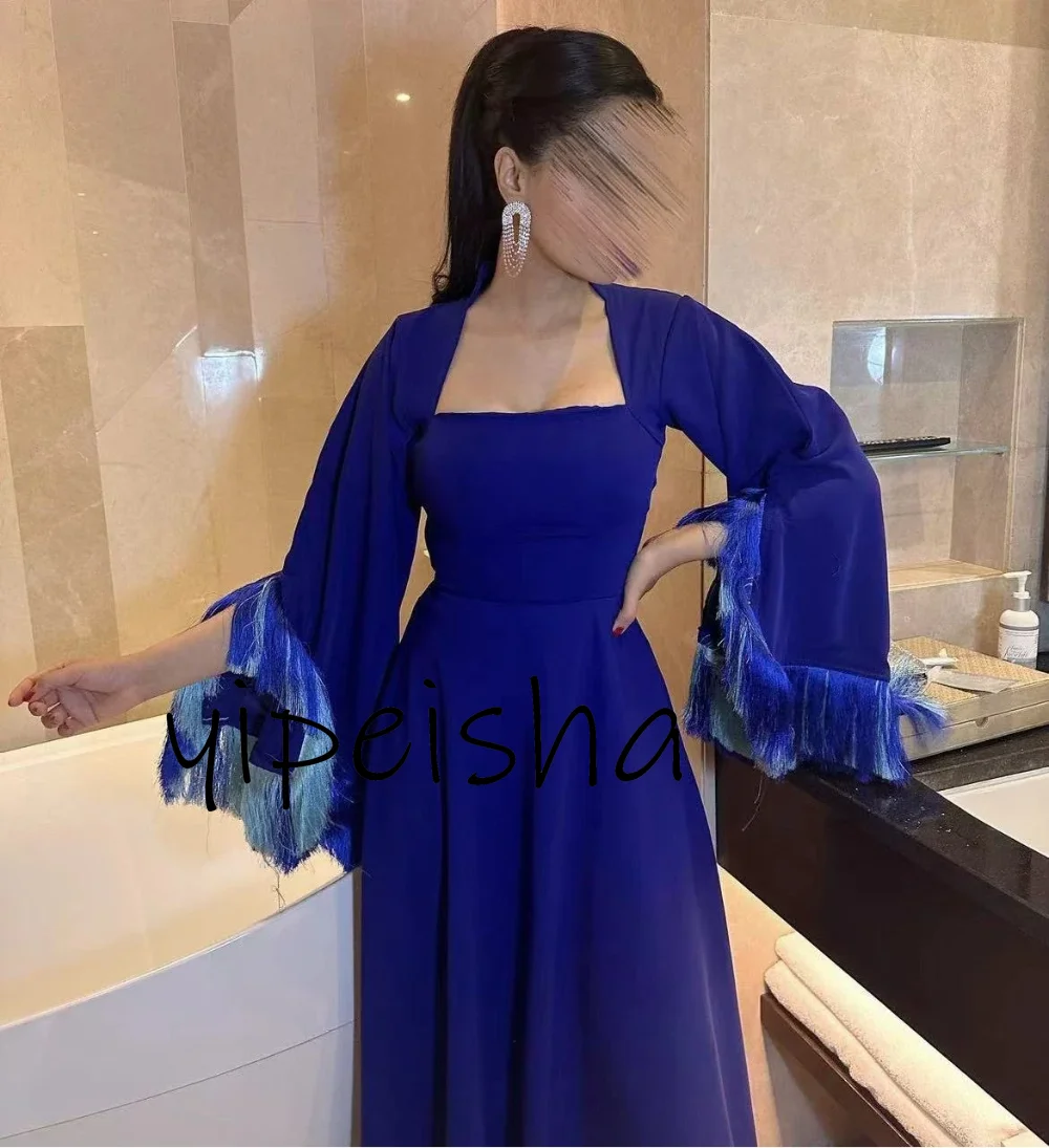 Yipeisha-Robe de Soirée Plissée à Manches Trapèze, Tenue de Cérémonie Personnalisée, Longueur au Sol, Forme Carrée