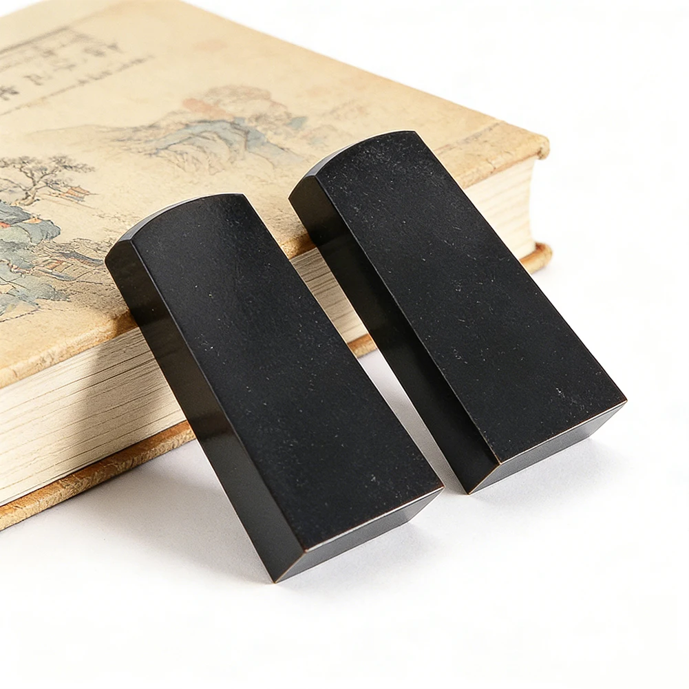 Black Ox Horn Figurines DIY Calligraphy Stamp Blanks Engraving Name Seal Making Natural Material Home Decor Crafts Paperweight