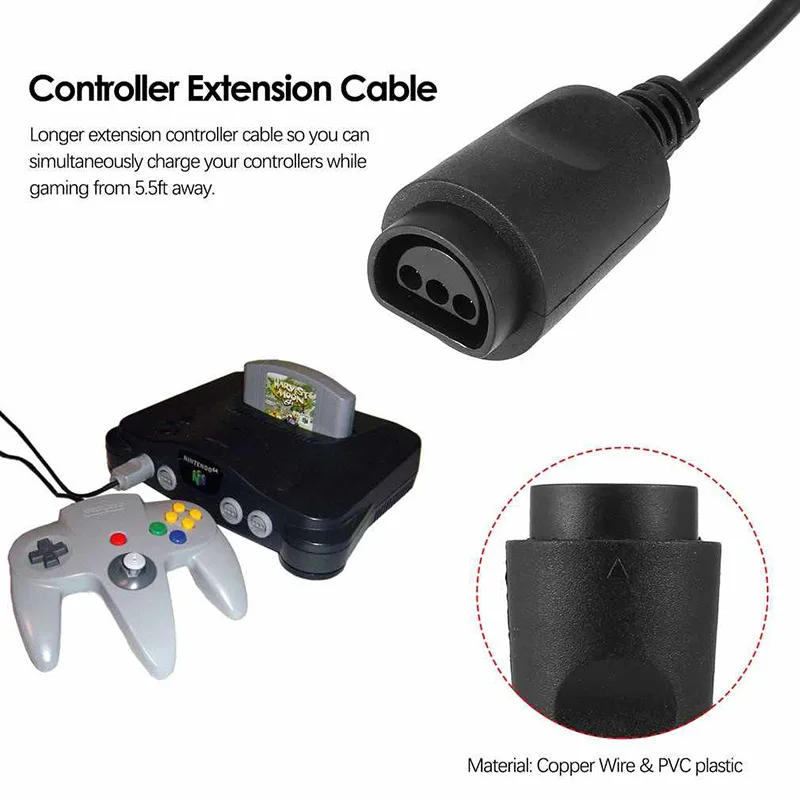 1.8m For N64 Game Console Extension Cable PVC Material Extended Cord For Nintend 64 Controller Accessories