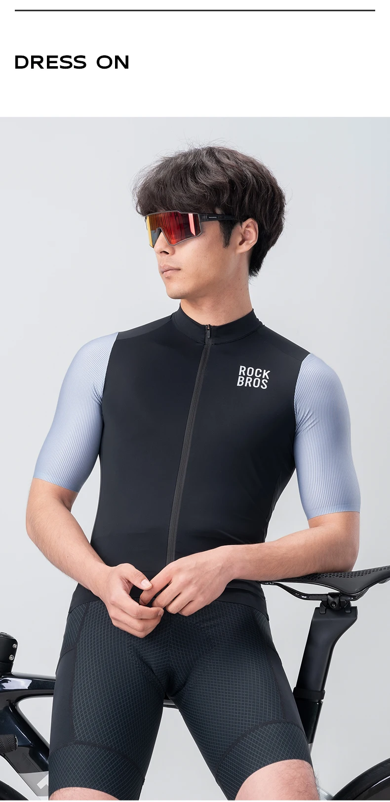 Rockbros Herren Radsport hemd Sommer MTB Rennrad Trikot 2024 Mode Farbe blockiert Mann Reiten Maillot 3D Cut Fahrrad Trikot – Detail 11