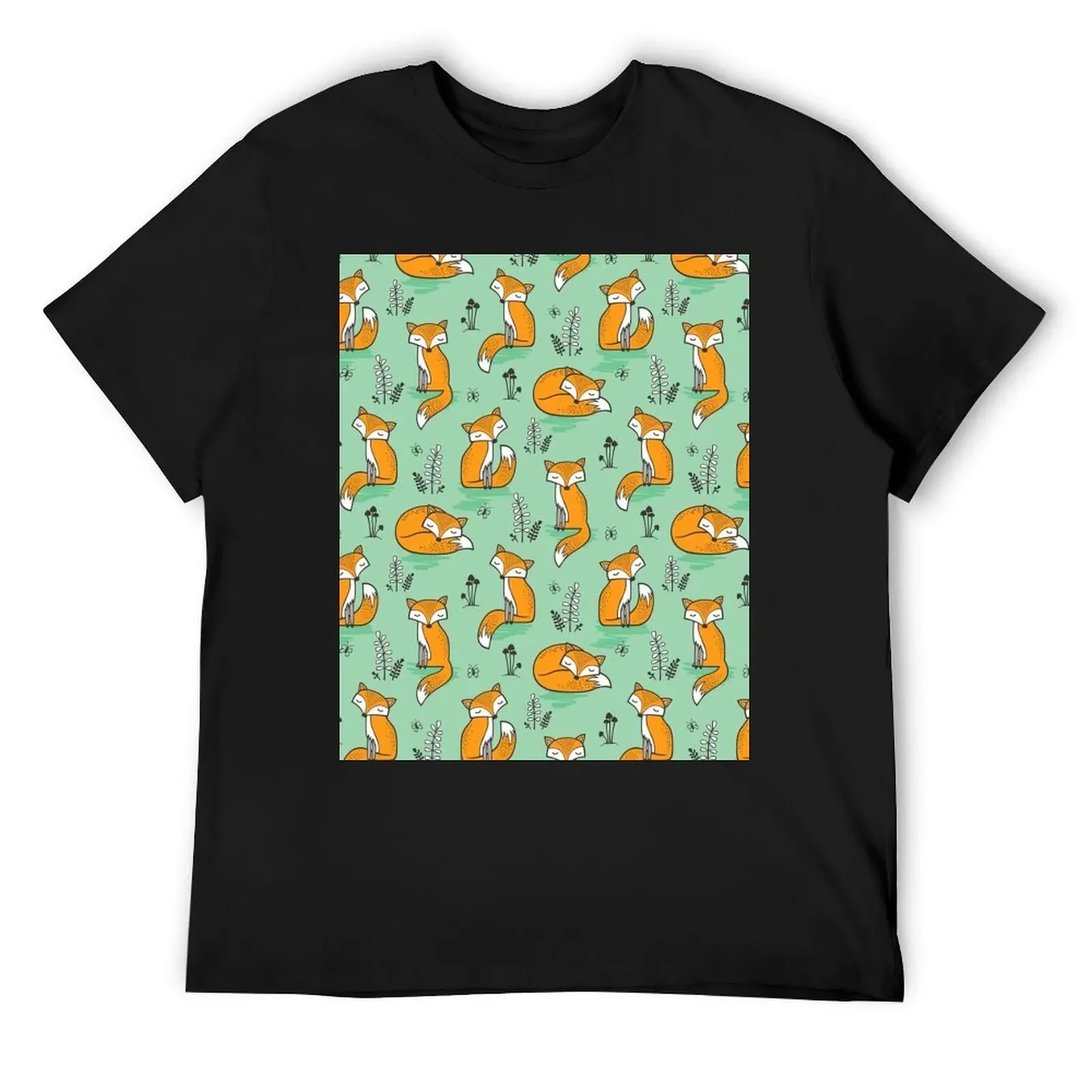 Dreamy Fox in Green T-Shirt anime clothes animal prinfor boys graphics men t shirts