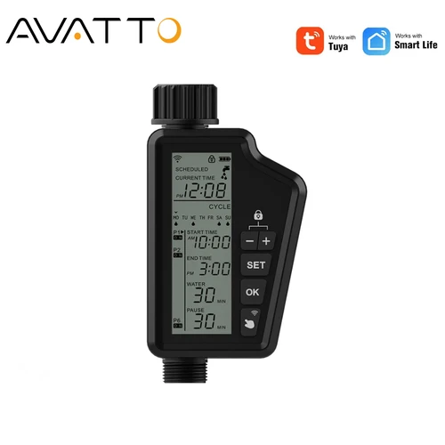 AVATTO-temporizador de agua inteligente con WiFi, controlador de riego para jardín y granja, programa de riego temporizado de riego temporizado