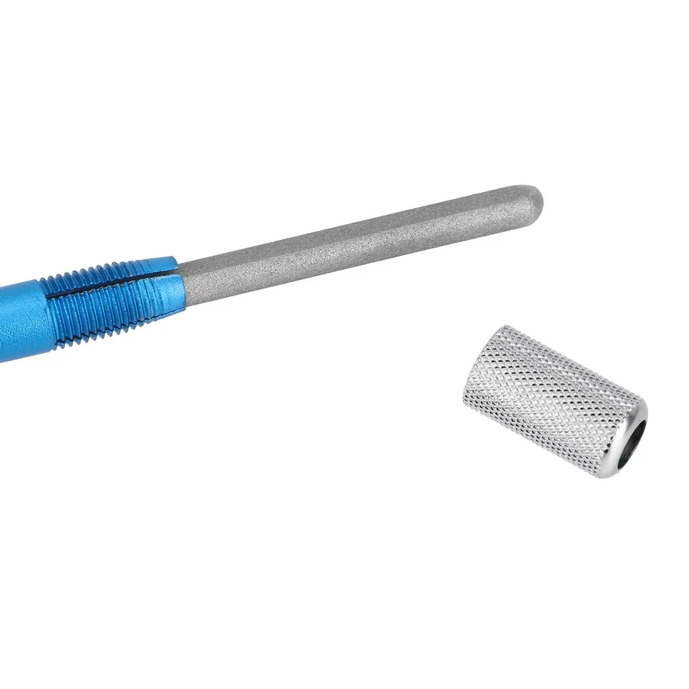 Pierre à aiguiser pour couteau à hameçon, acier au carbone plaqué diamant, affûteur de couteaux polyvalent 1 pièce outil d'extérieur forme de stylo