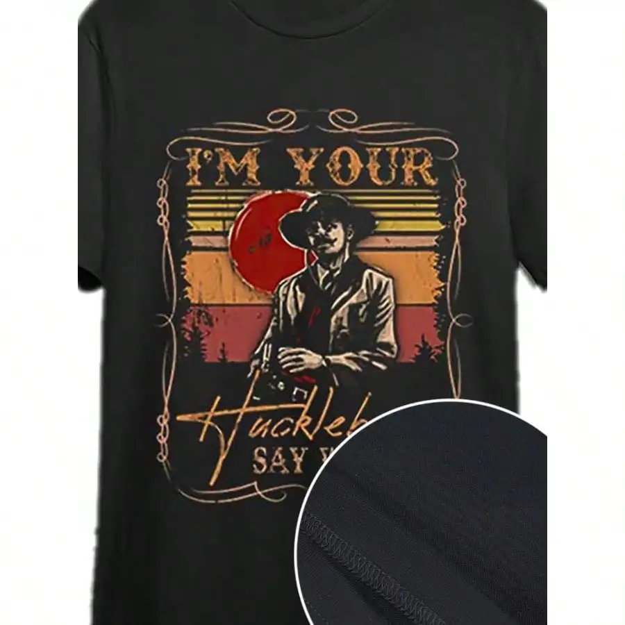 

Vintage Doc Holliday "I'm Your Huckleberry Say When" Tombstone Graphic T-Shirt For Men - Black Retro Western Design