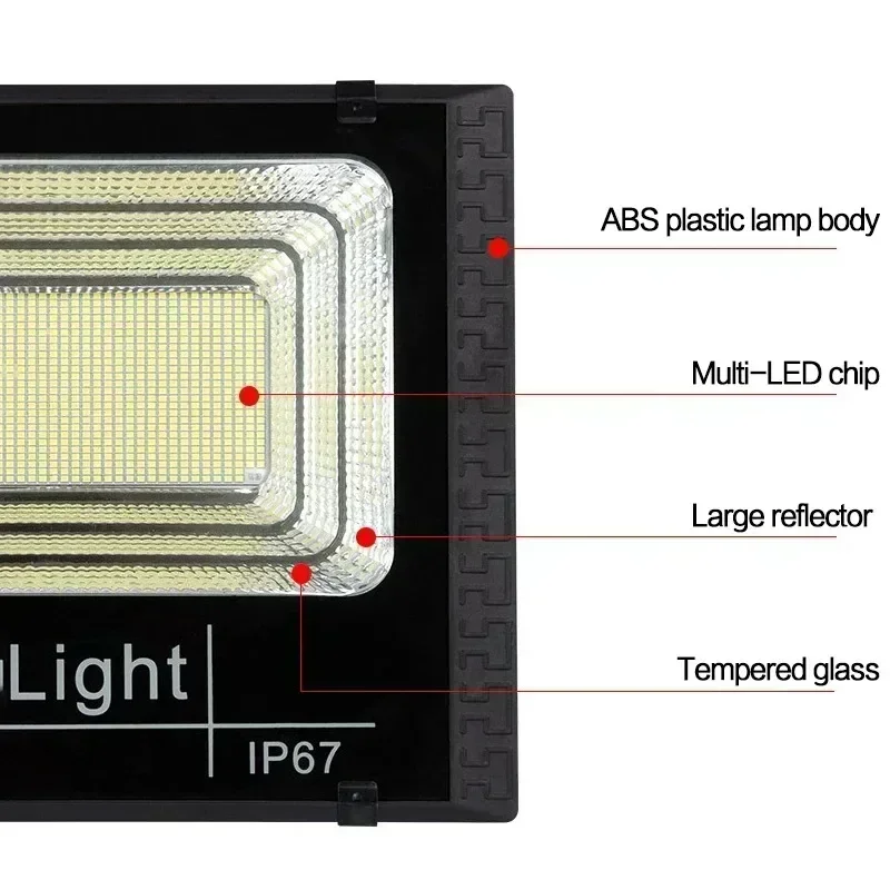 Luci di inondazione solari Faretto ad energia solare a LED da 500 W IP67 Lampade solari da giardino per esterni impermeabili Luce dimmerabile con telecomando