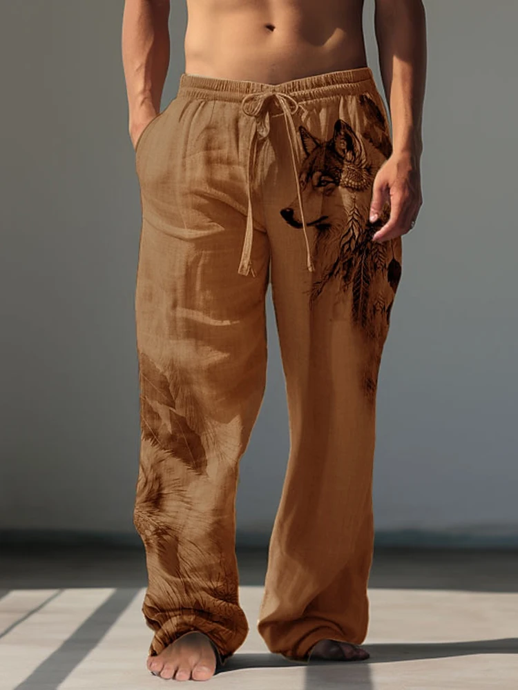 2025 가을 패션 캐주얼 남성 바지, 대담한 늑대 3D 인쇄 남성 캐주얼 바지, 하라주쿠 거리 남성 바지 S-5XL