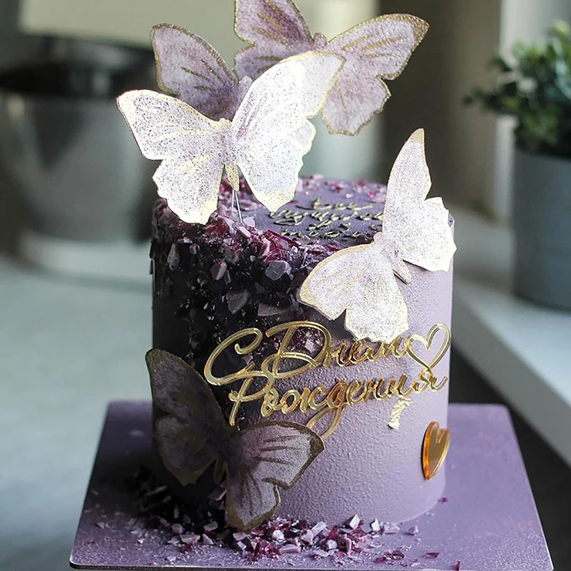 1PC รัสเซีย С วันёмเค้ก Topper อะคริลิคตัวอักษรรัสเซีย Happy Birthday Party ตกแต่งเค้ก