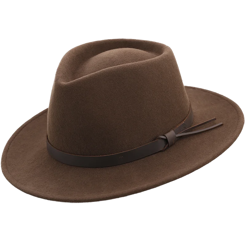 Denla Pure Woolen Outdoor Large Brim Casual Trendy Gift Hat UV Protection Tibetan Style Soft Molded Felt Hat for Men