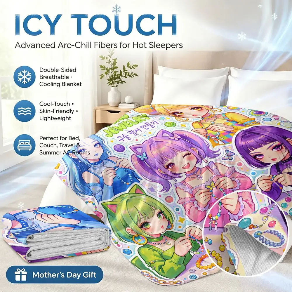 Angel Wing Girl Digital Print Cooling Blanket Q MAX 0.3 Light Cool Blanket Youth Room Summer Night Use