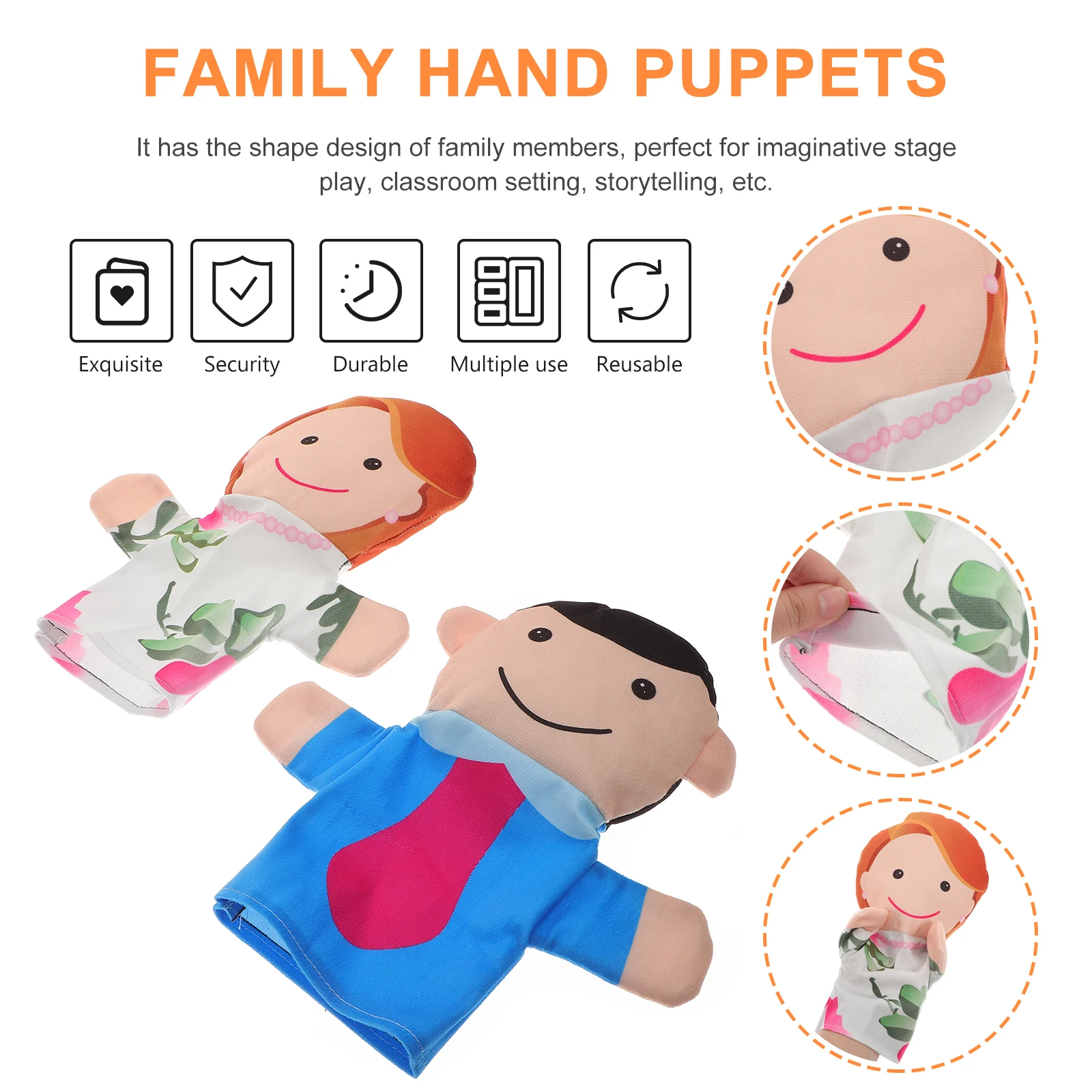 4 stücke Familie Puppen Lustige Hand Set Für Storytelling Theater Zeigt Rolle Spielen Führt Eltern-kind-Geschichte Erzählen Puppen requisiten