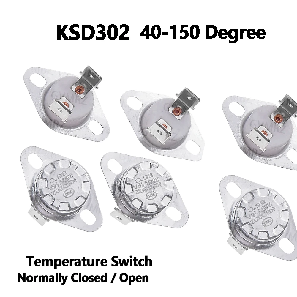 10PCS KSD302 16A 250V  60C Ceramic KSD301 Normally Closed / Normally open Temperature Switch Thermostat 40~150 Degree 100C40C60C