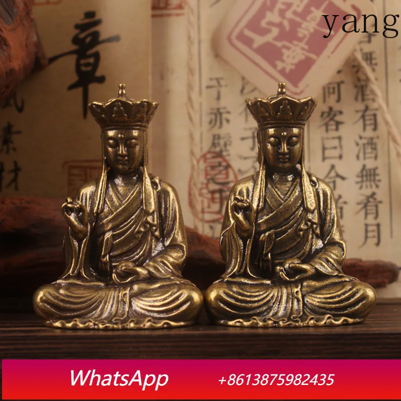 

LTT Brass Antique Kizo King Bodhisattva Sakyamuni Mini Guanyin Buddha Statue Ornament