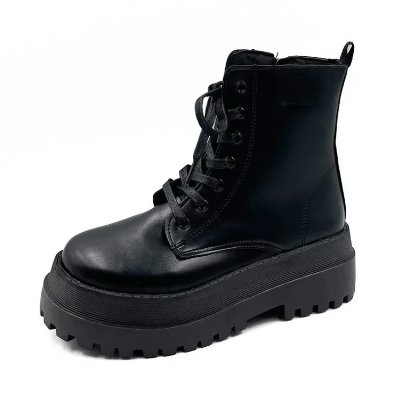 

Женские ботильоны на толстой платформе, модная женская обувь на молнии, дизайнерские мотоциклетные ботинки, повседневная женская обувь, 2023