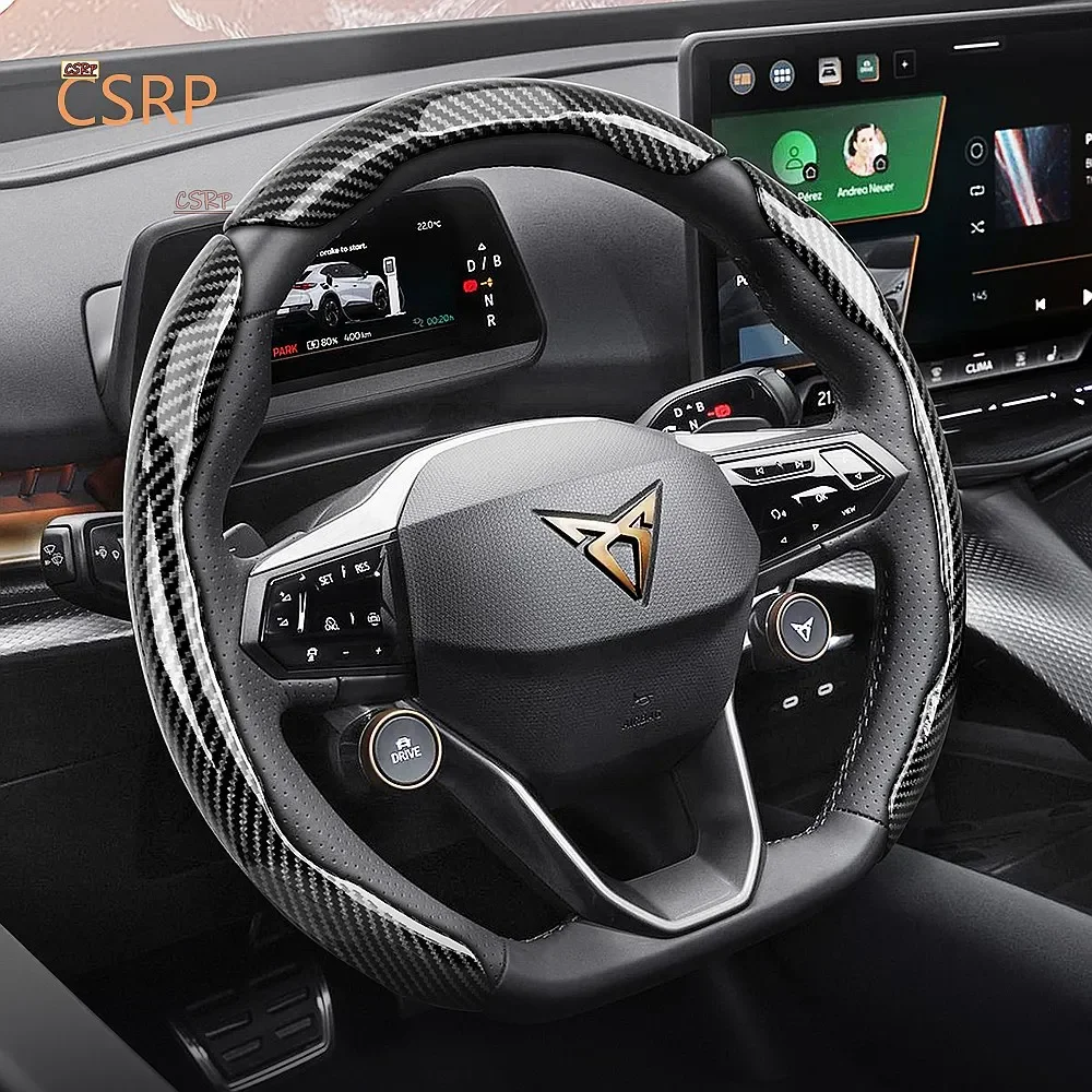 Suitable for Cupra Sporty Carbon Fiber Texture Steering Wheel Cover Snap-On Protective Shell