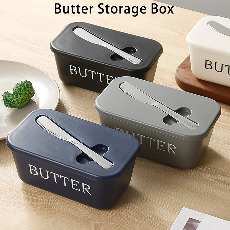 

Butter Container Food Grade PP Box Restaurant Sealed Storage Box Cheese Dish With Knife Butter Slicer Butter Tableware