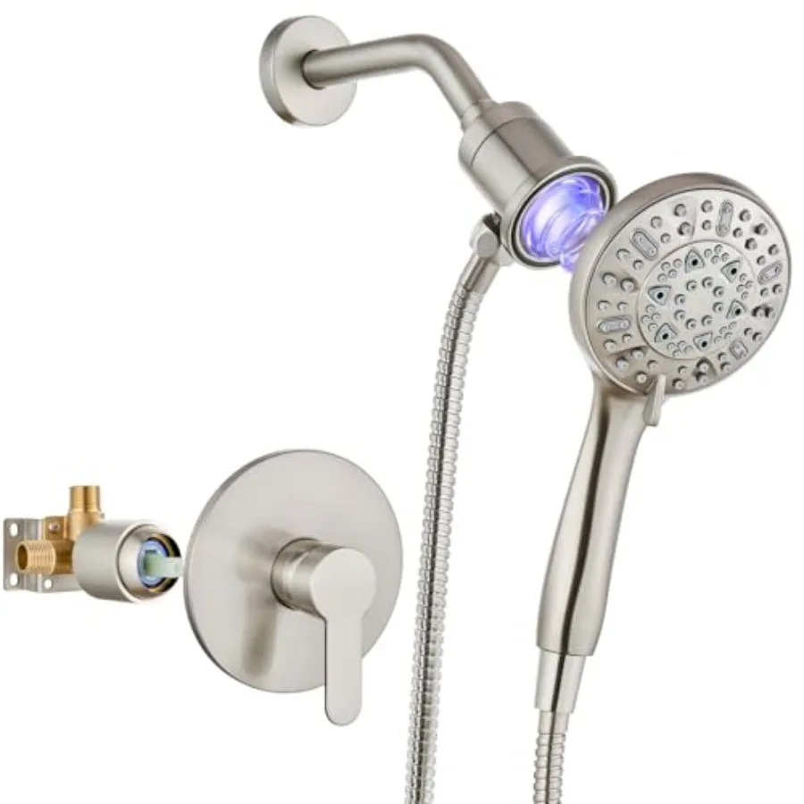 

Shower Valve and Trim Kit with Magnetic 5-Function Handheld Shower Faucet Set with Rough-in Valve Trim Kit