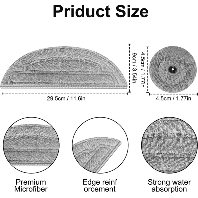 Hot Microfiber Mopping Cloths For Roborock S8 Maxv Ultra / S8 Max Ultra Robot Vacuum Cleaner Accessories