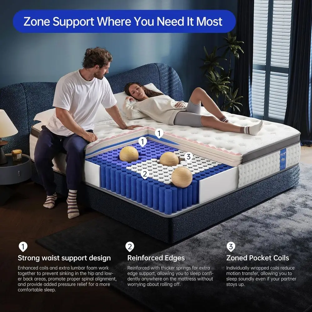 10 Inch Twin Mattress in Box - Memory Foam Hybrid with Pocketed Springs for Support and Pressure Relief, Medium Firm