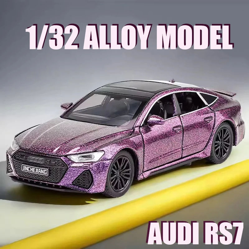 1:32 RS7 High Precision Coupe Alloy Diecast Micro Vehicles Model Pull Back Cool Light Kid Toy Birthday Exquisite Gift Collectio