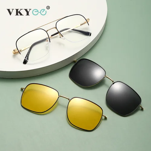 VKYEE gafas de lectura con Clip magnético de doble uso con visión nocturna polarizada para hombres y mujeres prescripción personalizable 9008