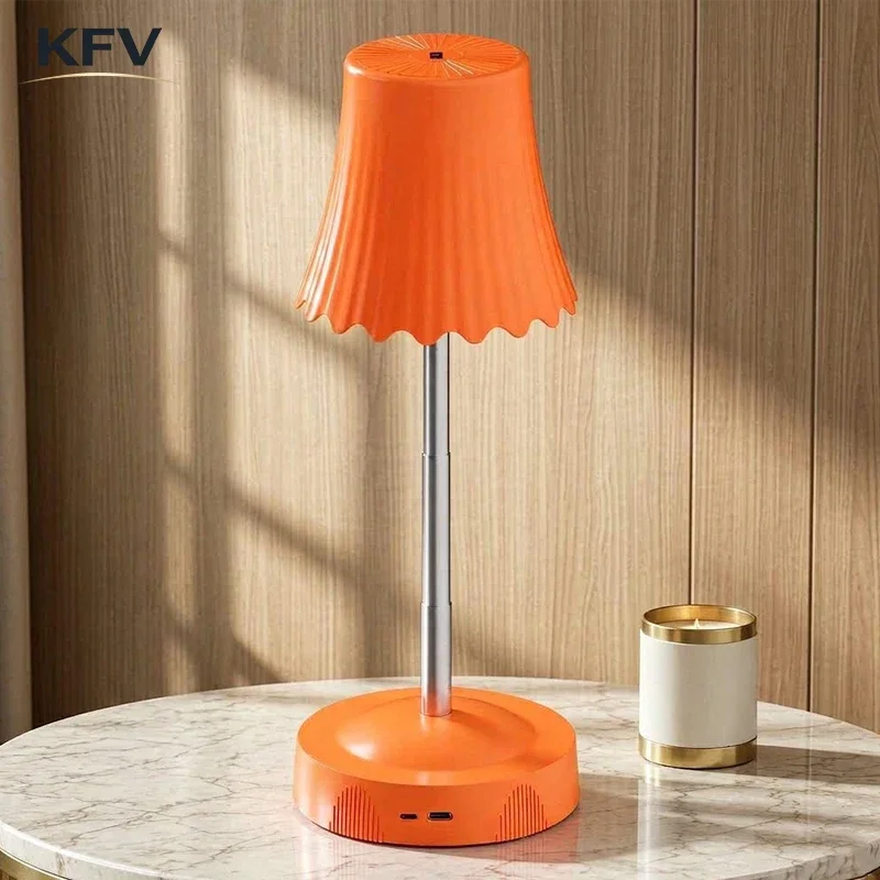 Luminária de Mesa KVF, Luz Decorativa para Quarto, Luz Noturna LED, Luz Ambiente para Mesa, Lâmpada Recarregável